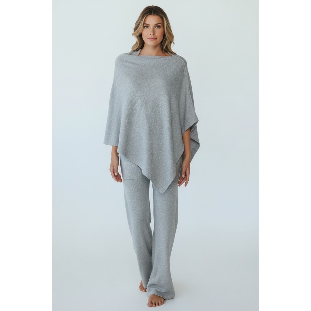 Barefoot Dreams CozyChic Ultra Lite Poncho Grey One Size Loungewear Wrap